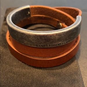 Saint Laurent Leather Wrap Bracelet